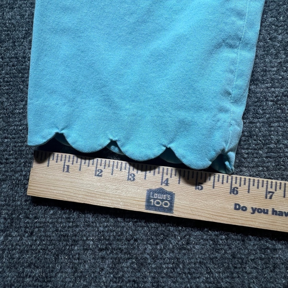 Talbots Chatham Crop Pants Aqua Blue Scallop Hem Cotton Blend Size 10P - Picture 3 of 10